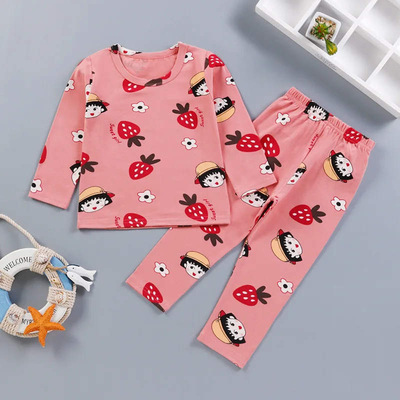 

Children's Underwear Suit Boys Autumn Winter New Print Cotton Pajamas Kids Baby Clothes for Girls Pants Long Johns Clothing Sets