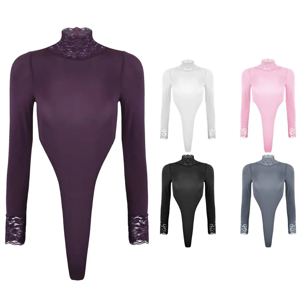 Женские кружевные стринги на молнии трико боди водолазка Цельный сексуальный