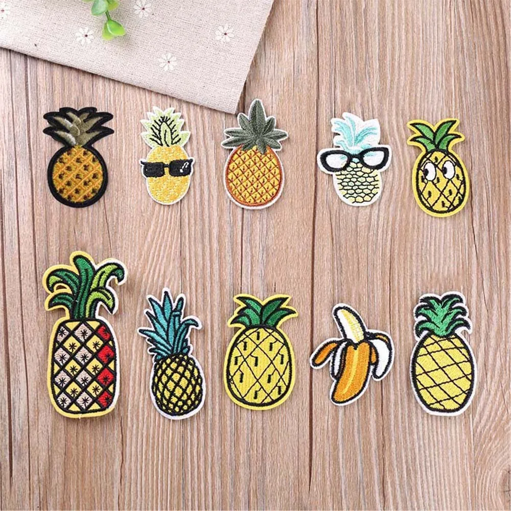 1Pc Cartoon Embroidery Patch Cactus Pineapple Iron On Sew DIY Clothes Stickers Decorative Appliques | Дом и сад