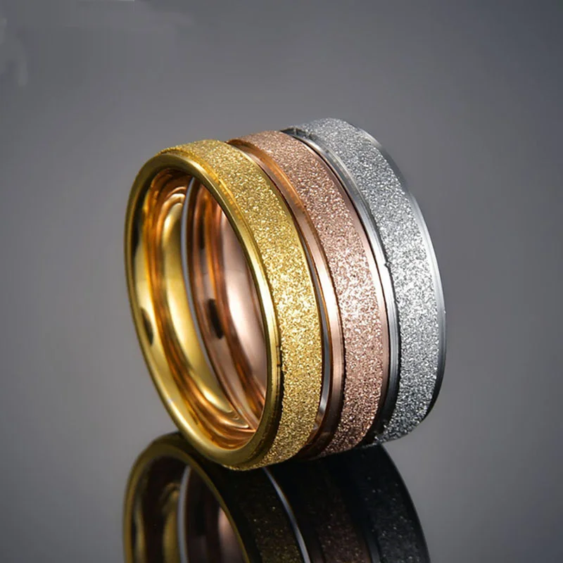 

High quality Fashion Simple Scrub Stainless Steel Women 's Rings 2 /4/6mm Width Rose Gold Color Finger Gift For Girl Jewelry