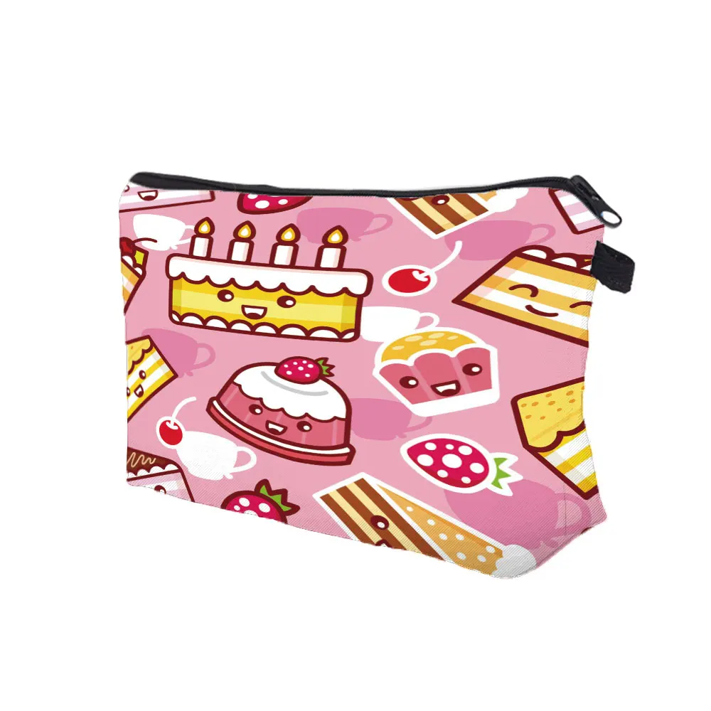 Lovely Printed Cartoon Cake Cosmetics Organizer Bag Fashion Storage Bag for Trip Women's Makeup Bag for Birthday Small Gift Bag (hz0572)