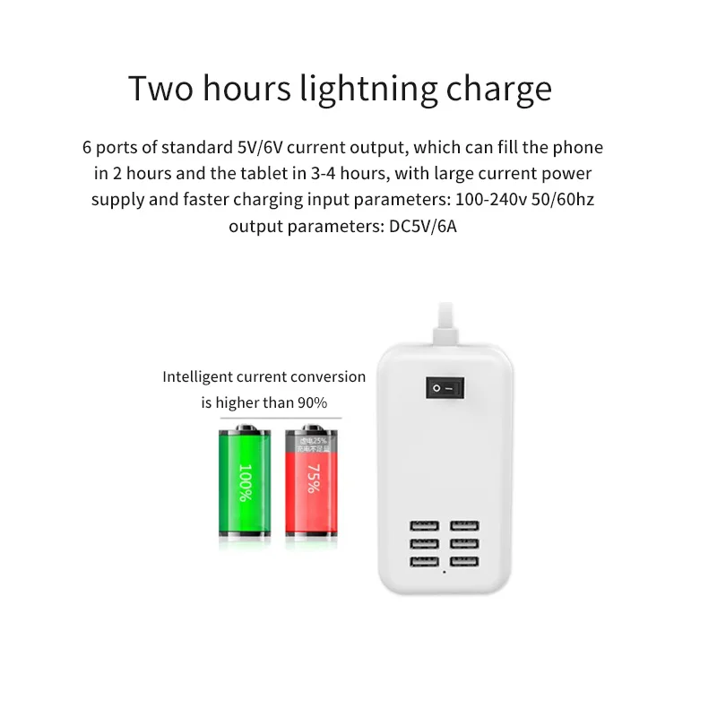 Адаптер для всех смартфонов Pad 5 V/3A 6 USB порт несколько настенных смарт зарядное