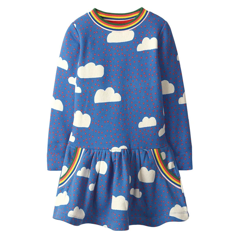 Princess Christmas Girls Dresses Tutu Party Cotton Clothing With Cloud Print New Design Children Fashion Holiday | Детская одежда и