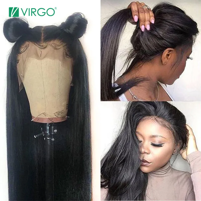 Virgo 13X4 прямые кружевные передние человеческие волосы парики для черных женщин