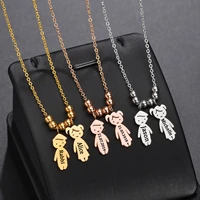 acheerup new custom name boy girl pendant necklace stainless steel personalized date kids figure necklaces family birthday gifts