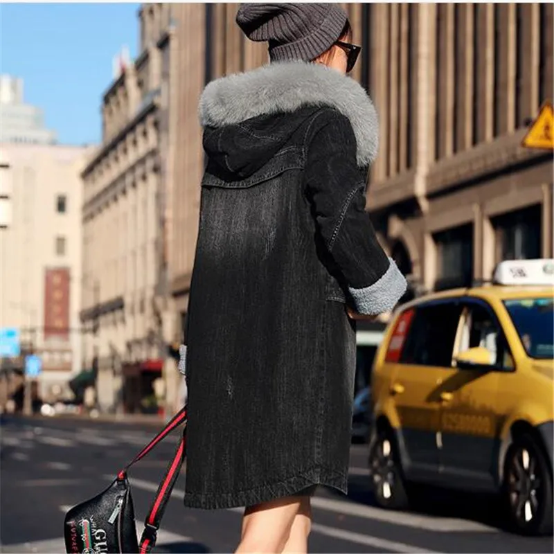 Новое высококачественное джинсовое пальто женское зимнее толстое теплое из