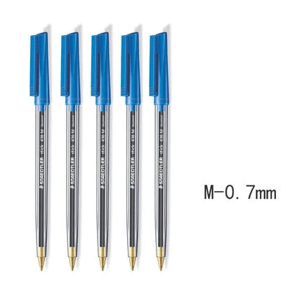blue 0.7mm 5 шт., шариковая ручка STAEDTLER 430 F/M, Классическая шариковая ручка с пчелами, студенческие ручки, Офисная живопись, красная, синяя, черная шариковая ручка, ручка для письма - Цвет: blue 0.7mm