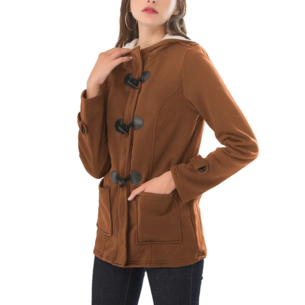 Модное женское пальто с капюшоном пряжкой спереди размера плюс Женская