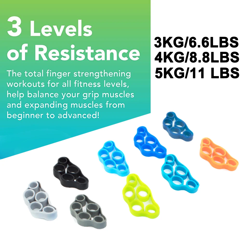 3 шт. Силиконовый растягиватель для пальцев рук и запястья с сопротивлением для тренировки силы и растяжки.