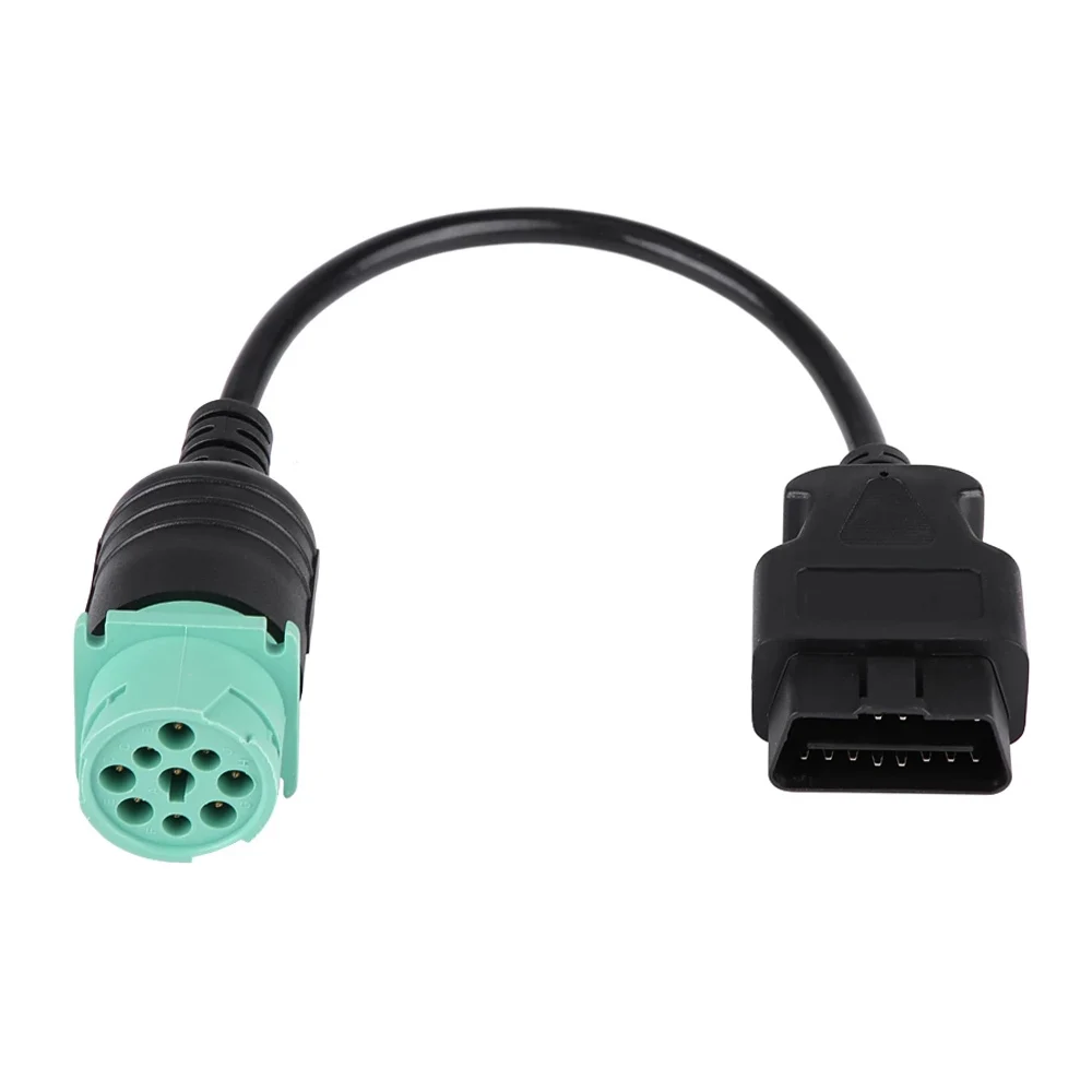 

9 Pin to OBD2 Adapter Cable 9 Pin to 16 Pin OBD2 Truck Diagnostic Scanner Cable Adapter for Cummins Oil Engine