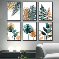 abstract colorful palm leaf plant tropical wall art print poster mural living room kitchen home decor frameless canvas painting