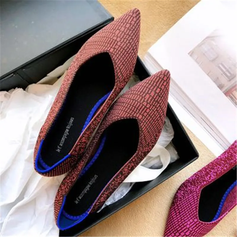 

Women's Casual Shallow Mouth Flat Shoes Breathable Soft Bottom Knit Ballet Shoes Camouflage Pregnant Shoes 35-40