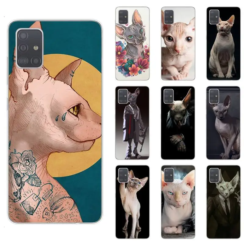 

Tattoo Sphinx Cat Phone Case For Samsung S4 S5 S6 S7 Edge S8 S9 S10 Plus S20 Lite Fe Note20 Ultra A71 A21S Cover Fundas Coque