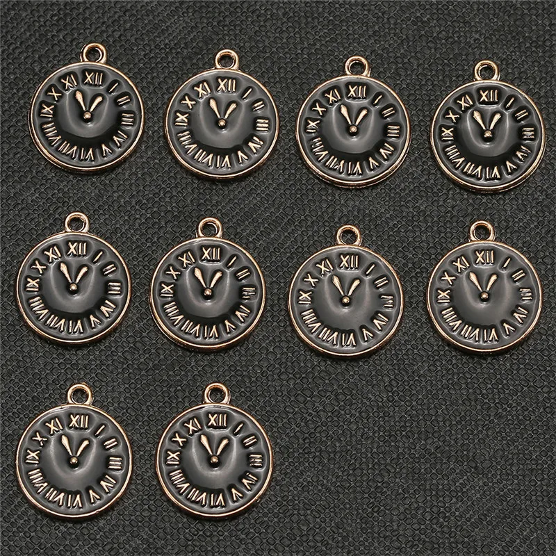 10 шт./лот черные эмалированные часы Подвески DIY ручной работы браслет ожерелье