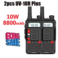 2 pcs walkie talkies ptt baofeng uv 10r midland station police radio scanner talki walkie portable radios am fm amateur wireless