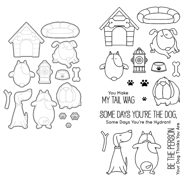 

Clear Stamps And Ctting Dies Animal Cute Dogs Footprint Bone Sentence Words For DIY Scrapbook Photo Album Craft Card 2021 New