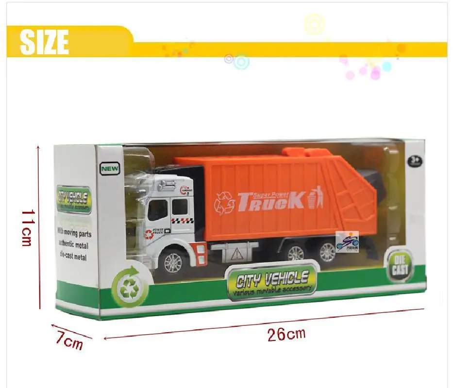 1:32 Simulation Garbage Truck Model toy cars Clean Car Sanitation Trash Alloy car toys for children gift | Игрушки и хобби