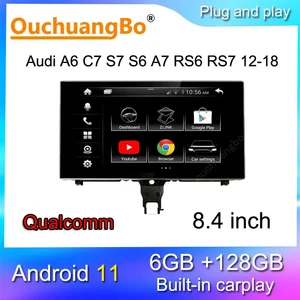 ouchuangbo car radio multimedia stereo for 8 4 inch a6 c7 s7 s6 a7 rs6 rs7 android 11 qualcomm gps navigation rotate screen free global shipping