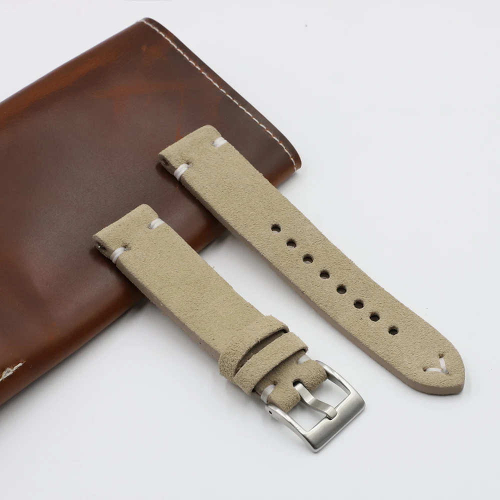 Suede Leather Watch Band18mm 20mm 22mm 24mm Quick Release Strap Replacement Vintage Watchband for Men Women Brown