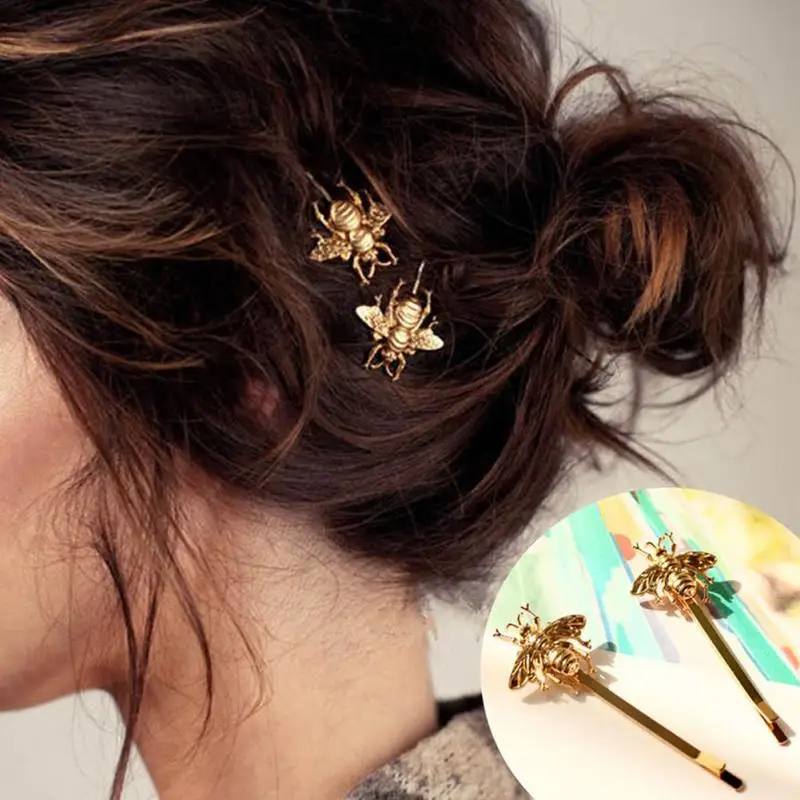 2 шт. изысканные заколки для волос в виде милой девушки Золотая Пчела аксессуары