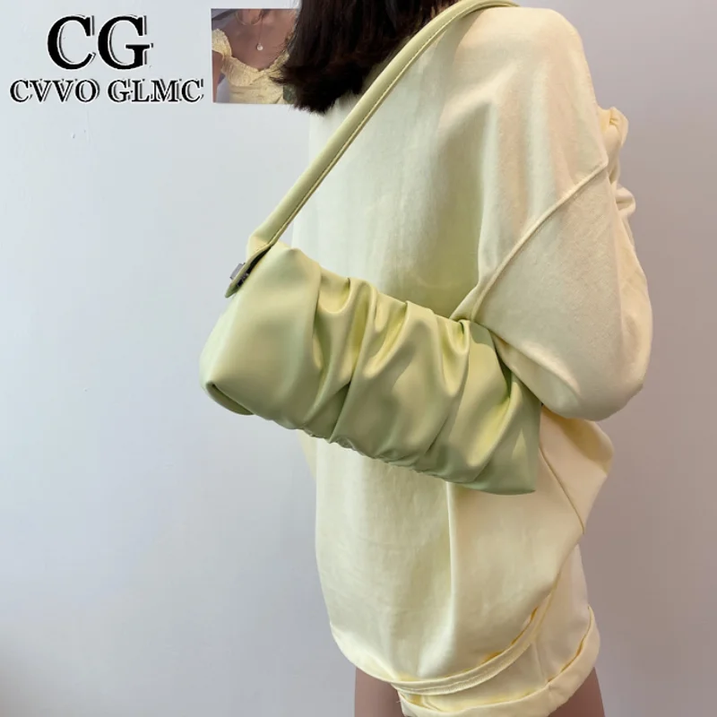 

Cvvo Glmc Fashion Retro Armpit Shoulder Bag Soft Leather Small Handbags And Purse Solid Color 2021 Trendy Handle Femal Bags