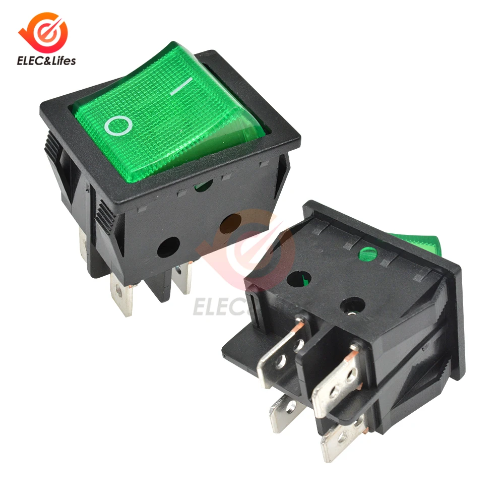 30A 250V 4 6 Pin ON-OFF кулисный переключатель для лодки контакты из стерлингового серебра KCD4 выключатель питания со светодиодным индикатором светильник 30A/250V 25*31MM