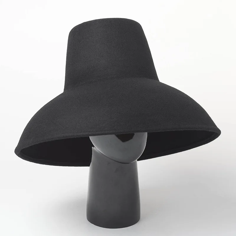 

2021 Fall Wide Brim 100% Wool French Minimalism Style Bucket Hat