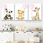 Мультяшные Животные Слон воздушный шар Детская настенная Картина на холсте постеры и принты картина домашний декор для детской комнаты (без рамки)