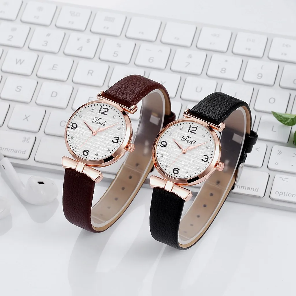 Женские наручные часы Tadi Гладкий минималистичный Календарь кожаный сетчатый