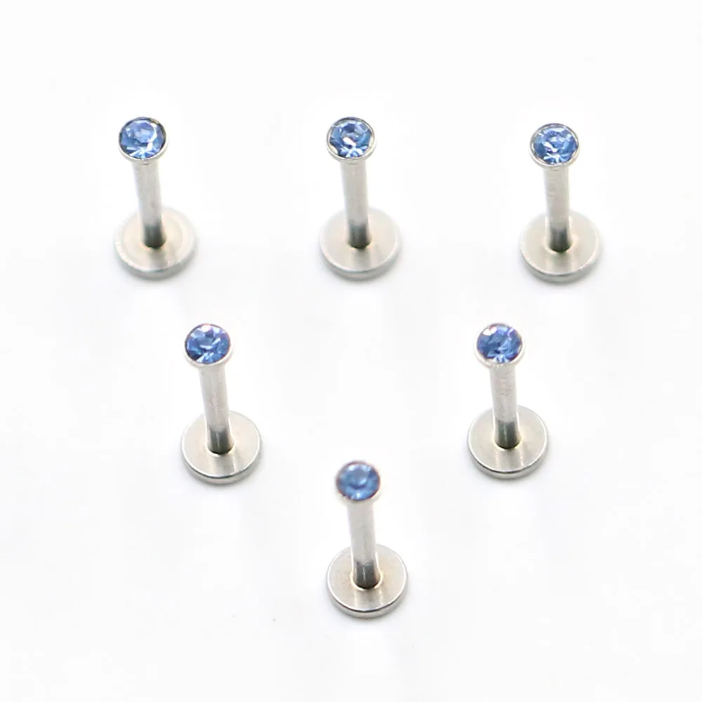 2 шт./лот серебряное кольцо для губ циркониевое внутреннее с резьбой зубчатый