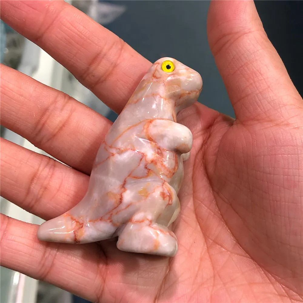 

Natural Stone Dinosaur Crystal Carved Animal Home Decoration Ornament Kids Gift
