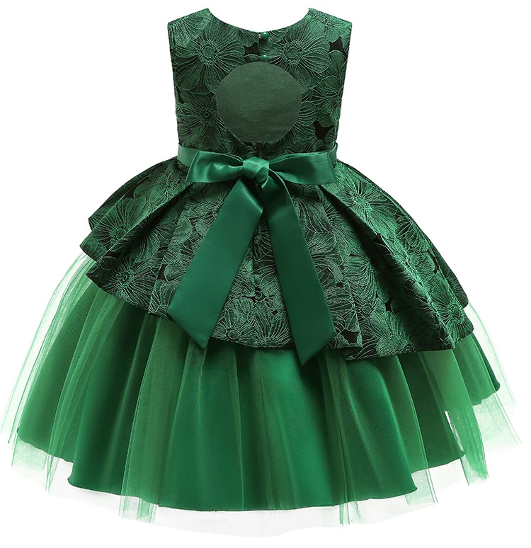Formal Backless Dress Elegant Kids Dresses For Girls Clothing Layered Wedding Girl Dress Gown Wedding Party Princess Dress