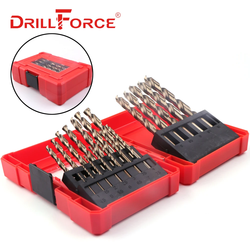 Сверла DRILLFORCE из кобальта 19 шт./компл. 1 0 10 мм высокоскоростные спиральные сверла