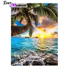 Алмазная живопись Ever Moment, Средиземноморский стиль, вышивка морской пейзаж кокосовое дерево, тропический стиль, квадратные стразы, Наборы для творчества 5L011