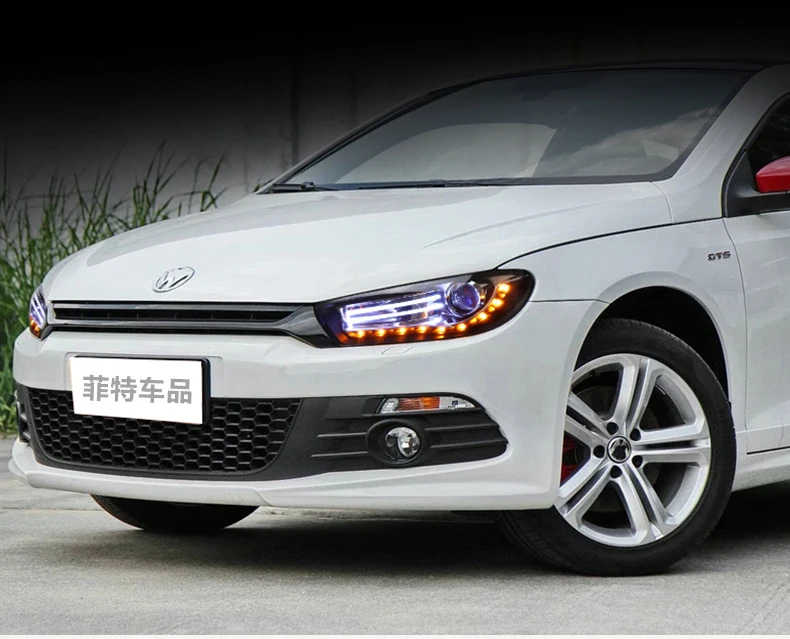 1 пара для Volkswagen Scirocco светодиодная фара 2008- года передняя фара в сборе с дневным ходовым светом