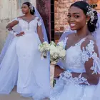 Свадебное платье с юбкой-годе, со съемным шлейфом