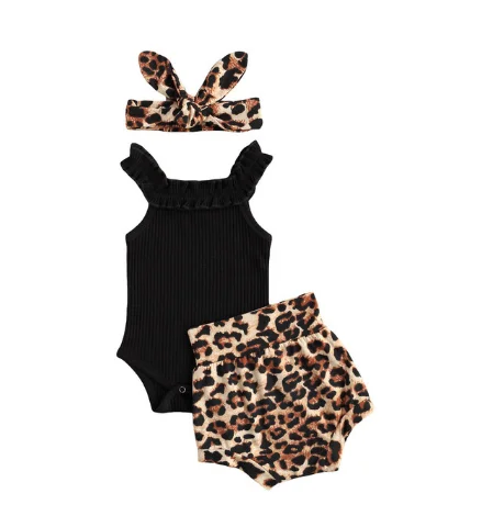 

Cute Newborn Baby Girl Summer Clothes 3pcs Off Shoulder Tops+Plaid Short Dress+Headband Outfits 0-24M