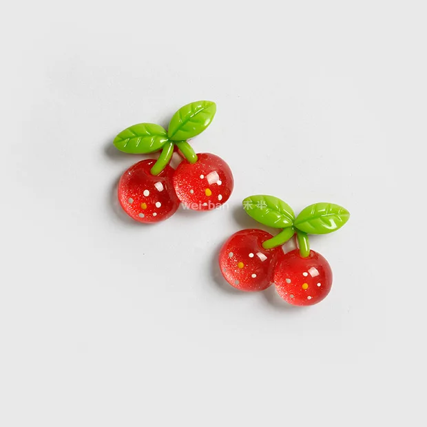

2pcs Glittering Cherry Fruit Fridge Magnet Magnet Magnetic Sticker Creative Korean Three-dimensional Resin Early Childhood