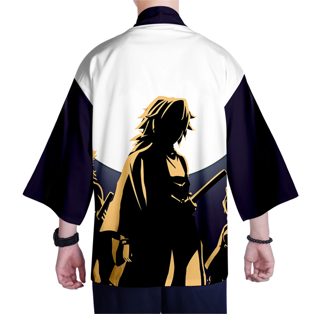 

Japanese Kimono Cardigan Men Demon Slayer Cartoon Male Samurai Costume Clothing Kimono Jacket Mens Kimono Shirt Blouse
