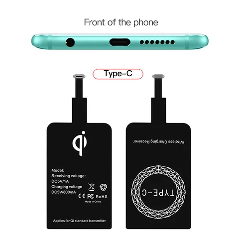 Qi беспроводной зарядный приемник Micro USB Type C, универсальное Быстрое беспроводное зарядное устройство, адаптер для Samsung Huawei iPhone для Xiaomi