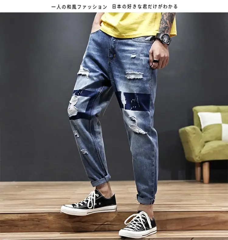 

New Men's Fashion Straight Denim Jeans Trousers Slim Casual Jean Pants Skinny Pants