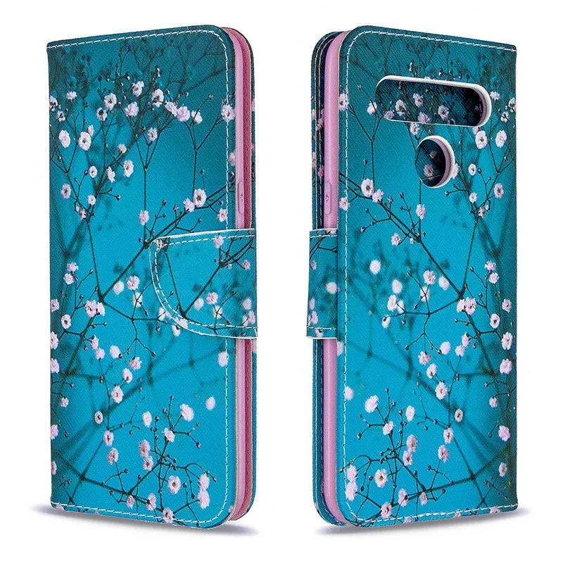 

Colorful Painted Leather Flip Wallet Case For LG K51 K61 K40 K50 Q60 Stylo 5 Cases Card Holder Stand Phone Cover