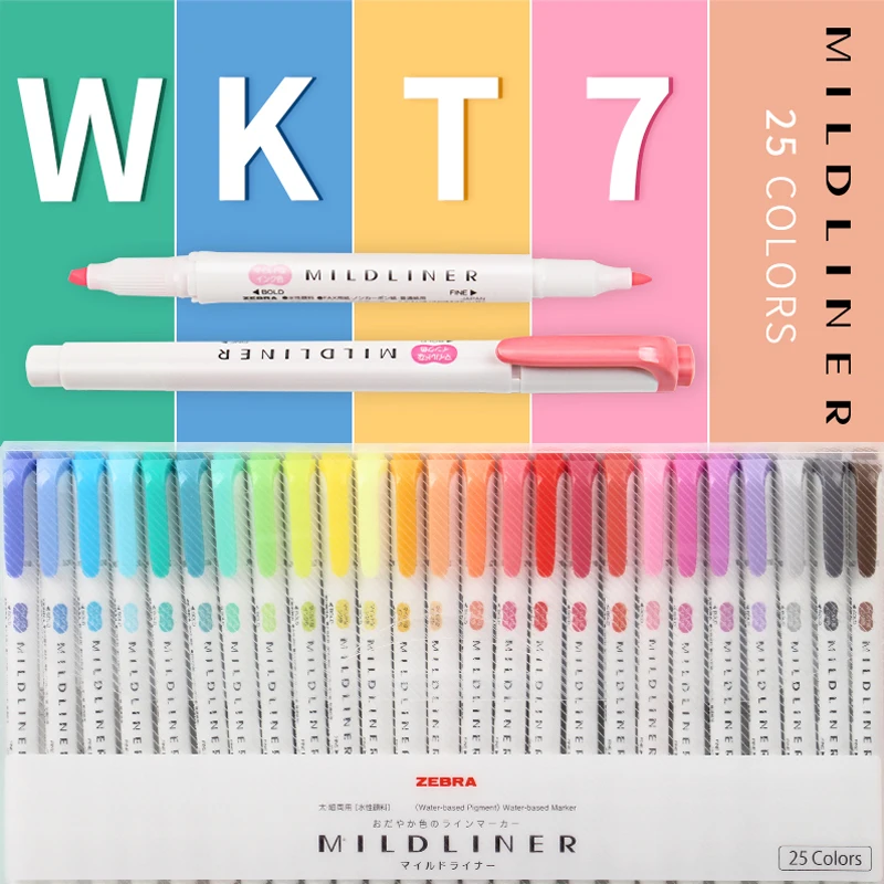 Zebra MildLiner хайлайтер WKT7 маркер двусторонний круглый носок/скошенный 3/5 цветов