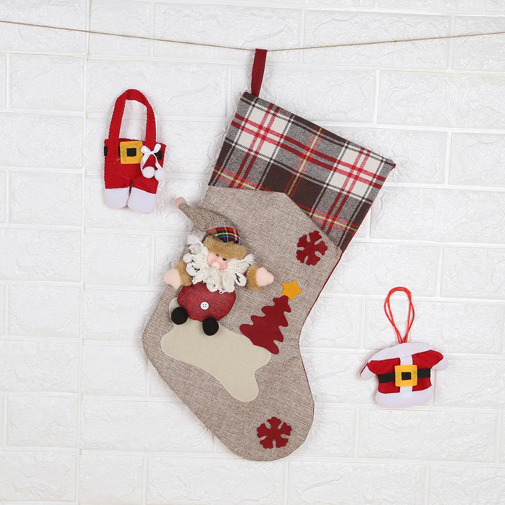 1 шт. большой размер рождественские носки в клетку с оленем|Носки и держатели для
