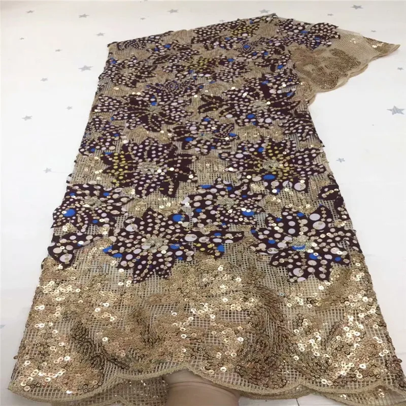 

2021 GOLD/green African Lace Fabric Latest Nigerian Sequins Lace Fabrics High Quality French Mesh Net Lace Sequence Fabric