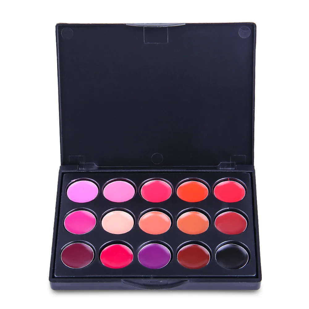 Lip Gloss Palette POPFEEL, 15 цветов, набор для макияжа, бархатный блеск для губ+ Губная Палетка с кистью, стойкая матовая губная помада, антипригарная чашка, губная помада, косметика, 50 г - Цвет: Lip Gloss Palette