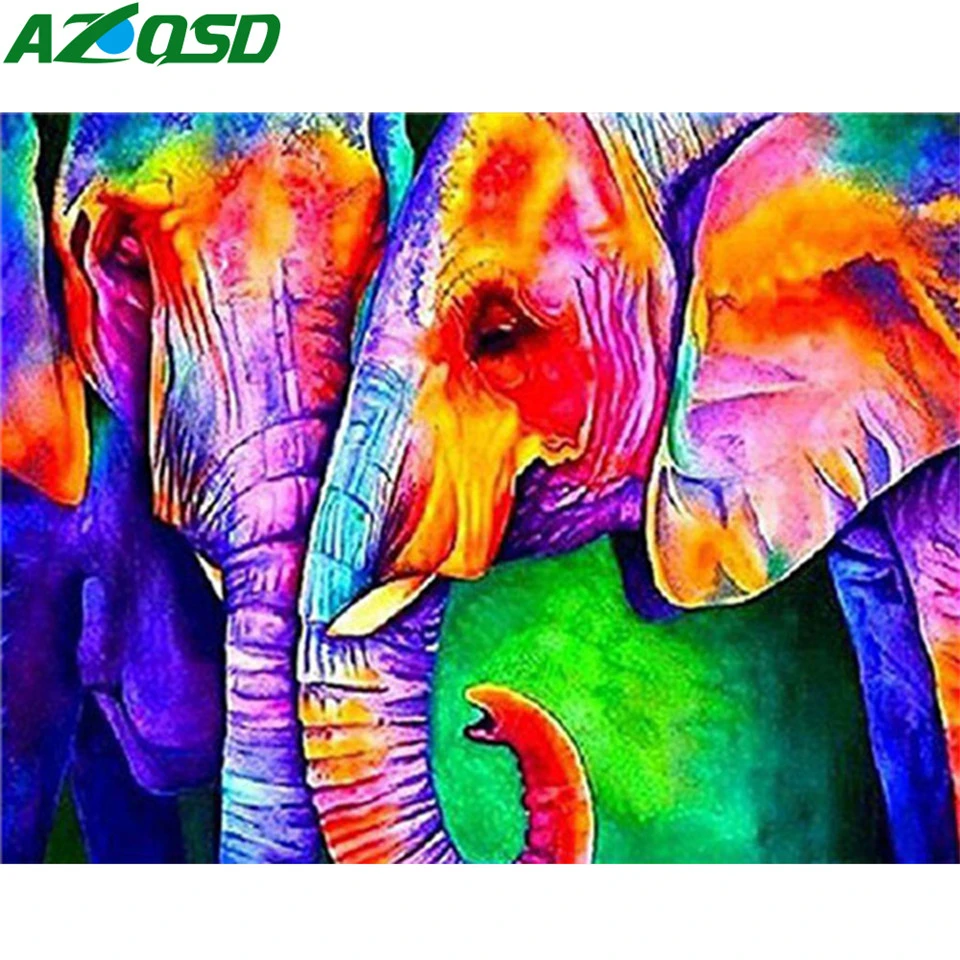 AZQSD краска по номерам на холсте наборы для рисования слоном акриловая сделай сам
