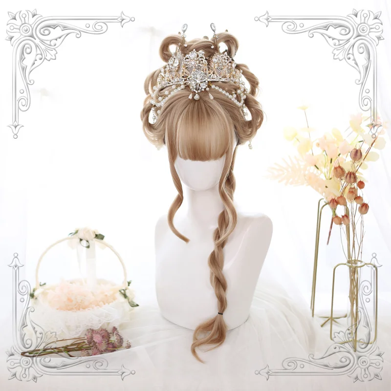 

High Quality Soft Girl Lolita Ann Dora Embellish Face Sideburns Air Bangs Wig Costume Party