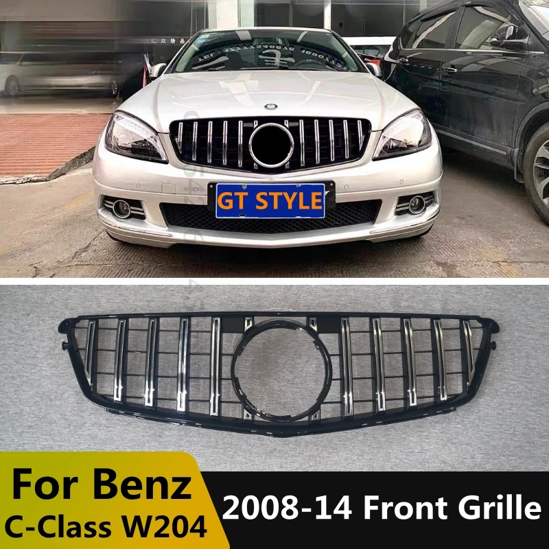 Для Mercedes для Benz C Class W204 C200 C300 C280 C230 C180 C260 2008 9 10 11 12 3 14 гриль GT R Стиль передний бампер