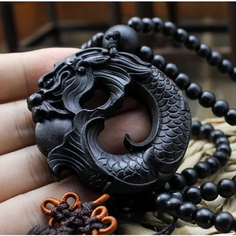 Древняя китайская мифология Черный Дракон украшения резьба по дереву Статуя
